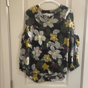 Floral Women's Top - Black, Yellow, White